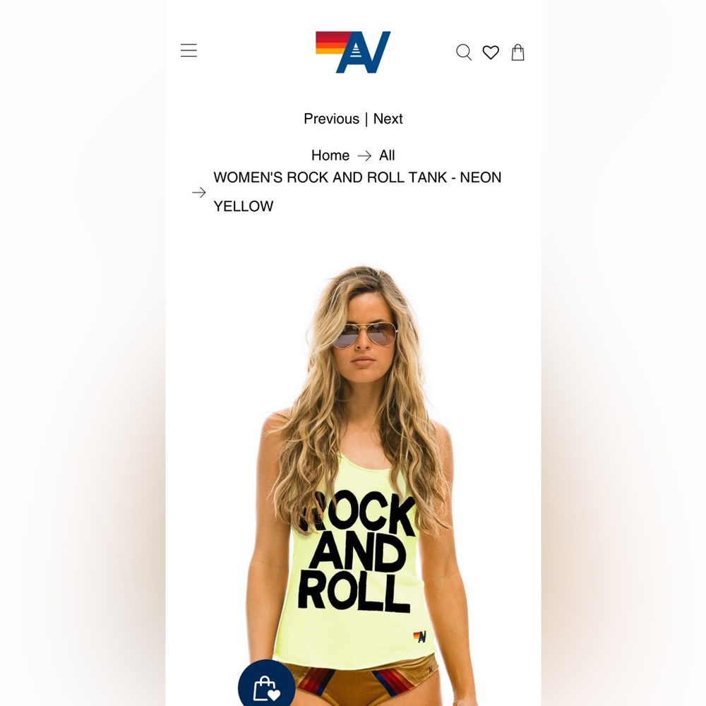 Aviator nation, NWT WOMEN'S ROCK AND ROLL TANK - NEON YELLOW